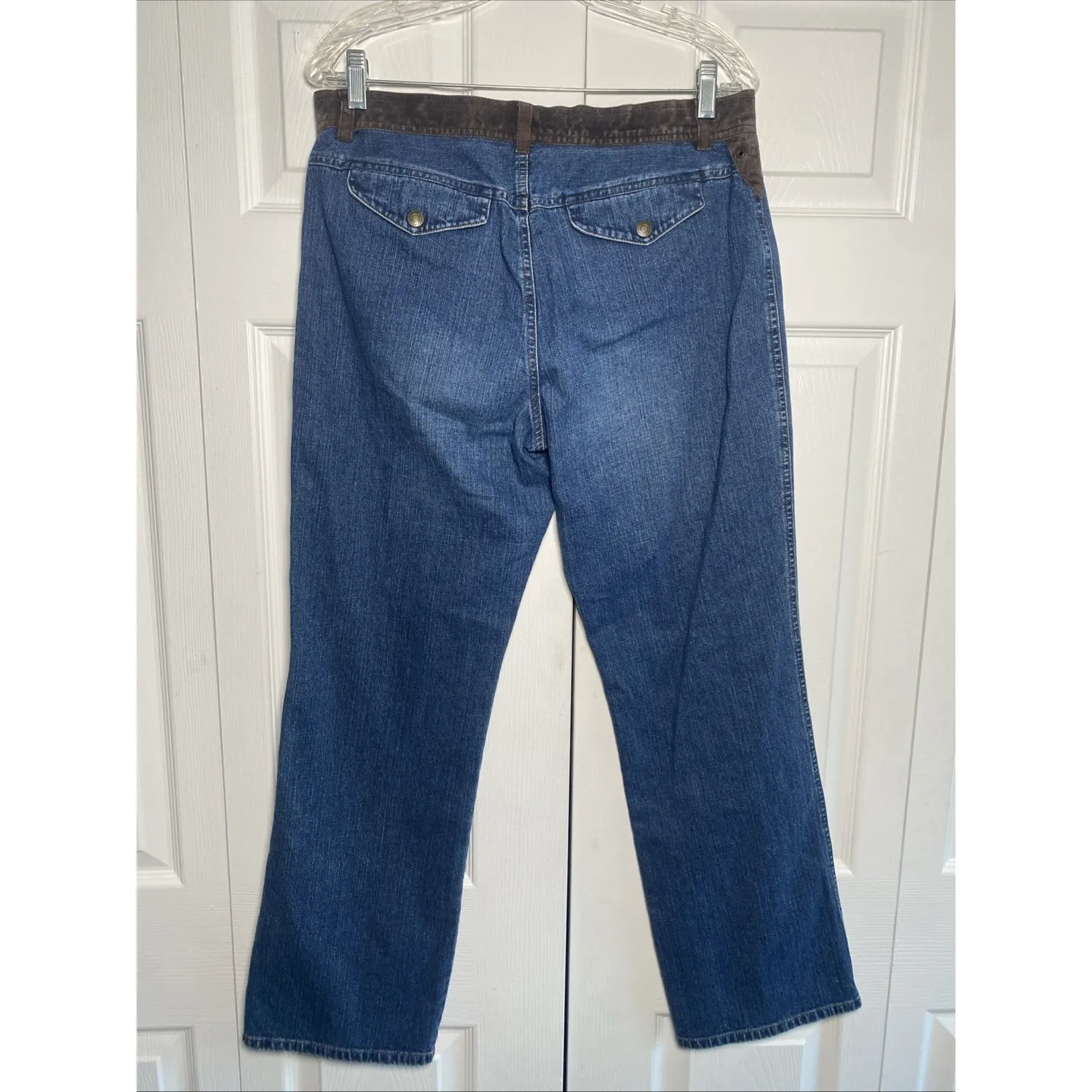 Vintage Ralph Lauren Jeans 12 Leather Waist Straight Leg Denim Jeans Western - Image 2
