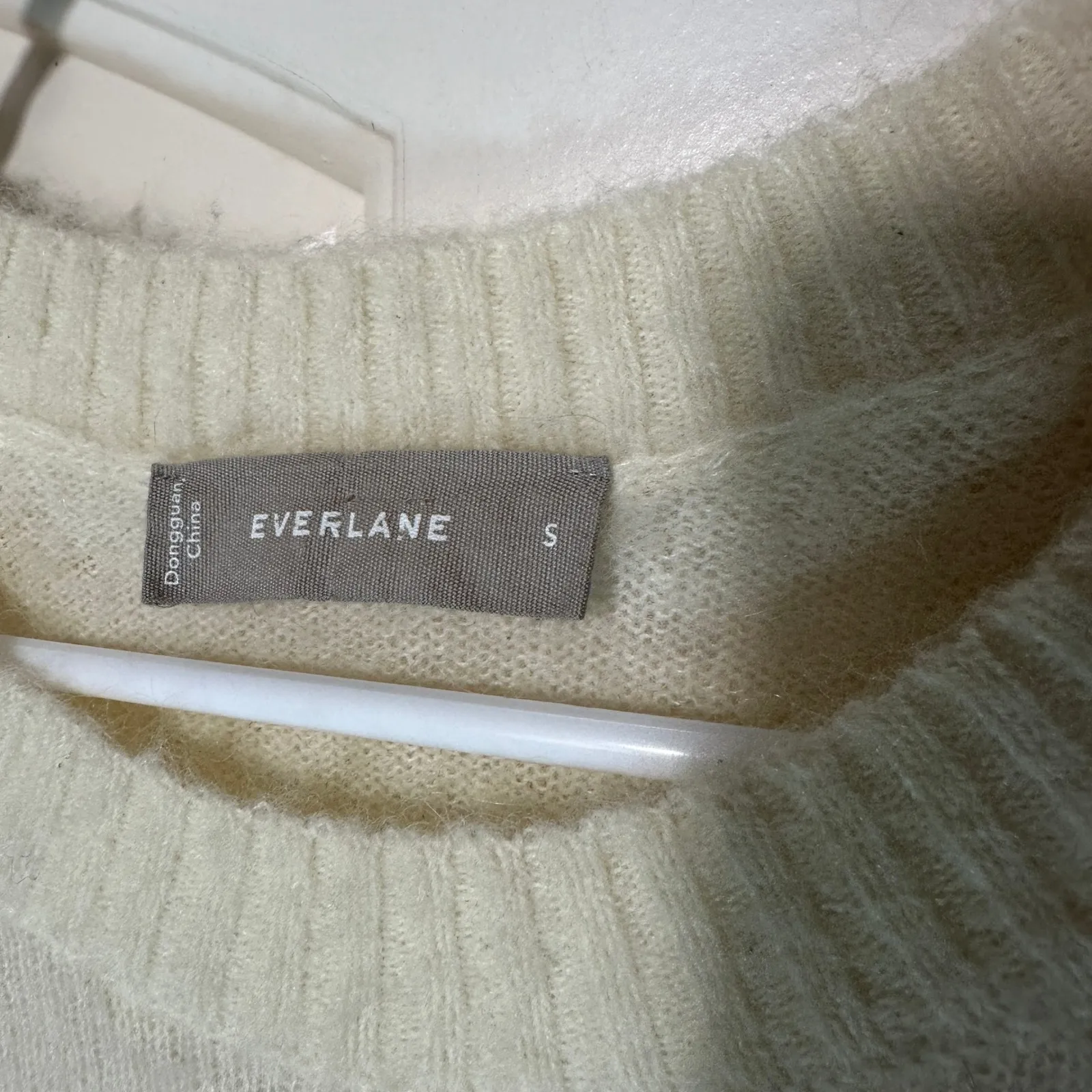 Everlane Alpaca Blend Knit Short Sleeve Sweater Top Cream Size Small Women‎ - Image 3