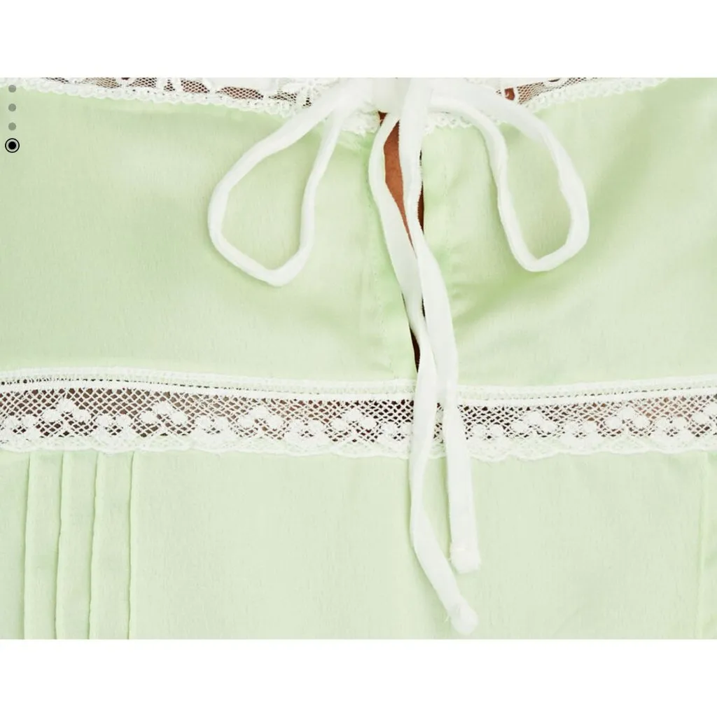 LoveShackFancy Sunny Lace Trimmed Pintucked Camisole light green - Image 4