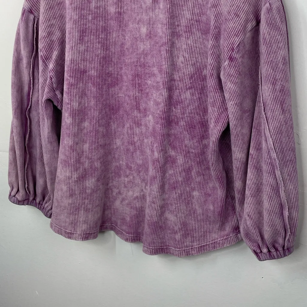 Pilcro Anthropologie Washed Waffle Thermal Sweatshirt size XS Lavender - Image 10