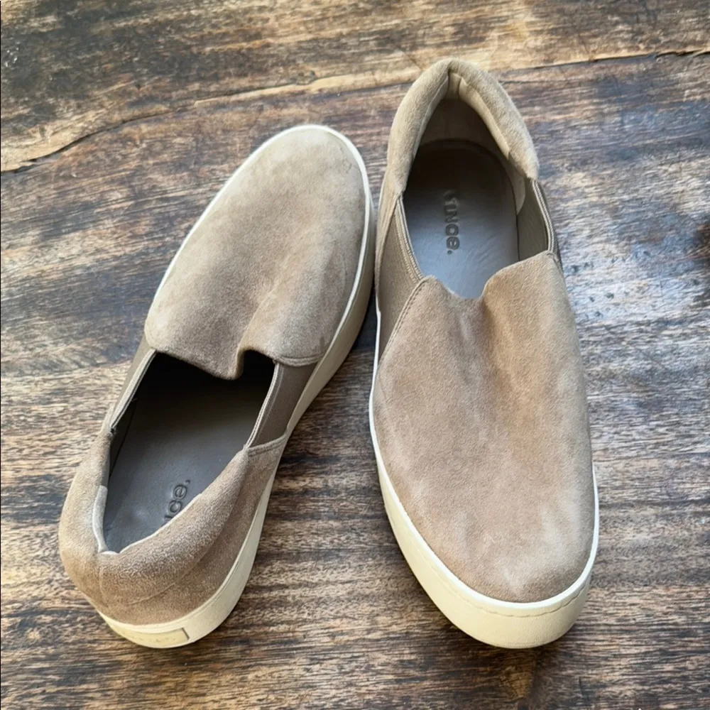 Vince Womens Warren Platform Slip On Sneakers Hazelstone Grey taupe
 Suede 9 - Image 3