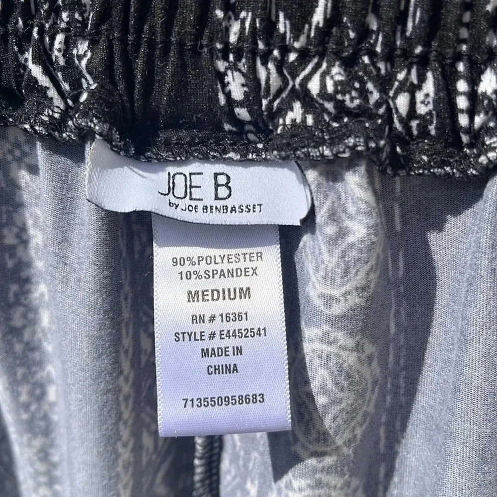 Joe B Medium boho pants black white pants stretchy drawstring lightweight comfortable - Image 12