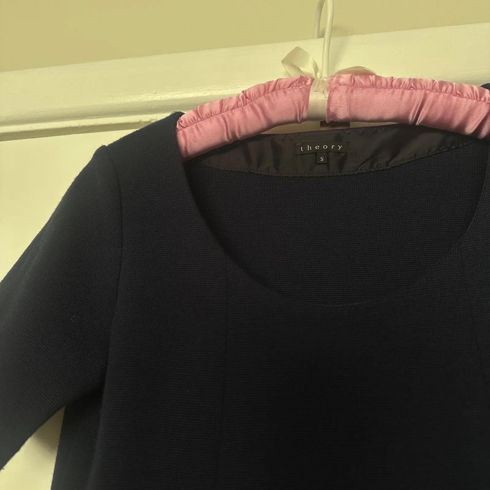 Vintage Theory S Nocturne Navy Wool Blend Short Sleeve Sweater Tunic w Pockets - Image 10