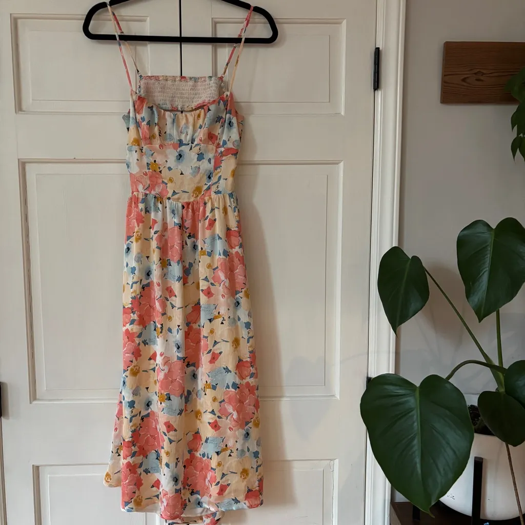 Hello Molly Field of Memories Midi Dress Floral Print Multi Smock Cutout Size 6 - Image 6