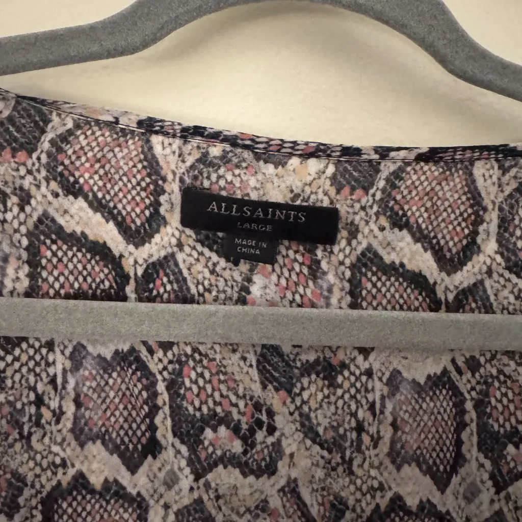 All Saints Penny Misra Top in Snakeskin Print Size Large - Image 4