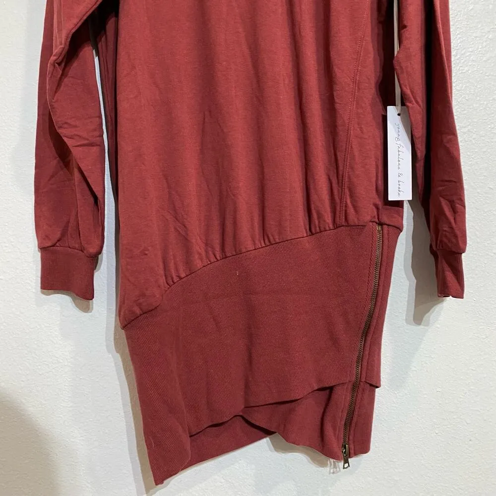 Young Fabulous & Broke Asymmetrical Turtleneck Mini Sweater Dress Sz M NWT - Image 4