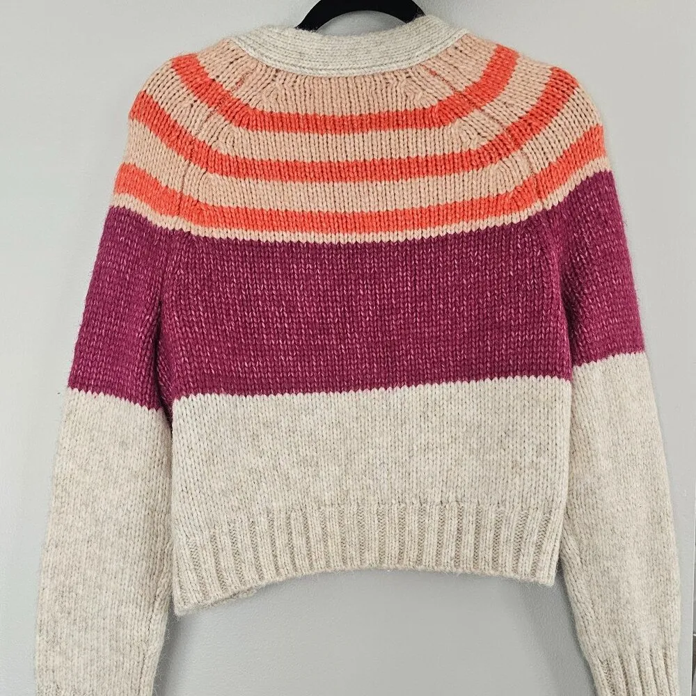 American Eagle Striped Cardigan Cropped Button Front Long Sleeve Size M NWOT - Image 12