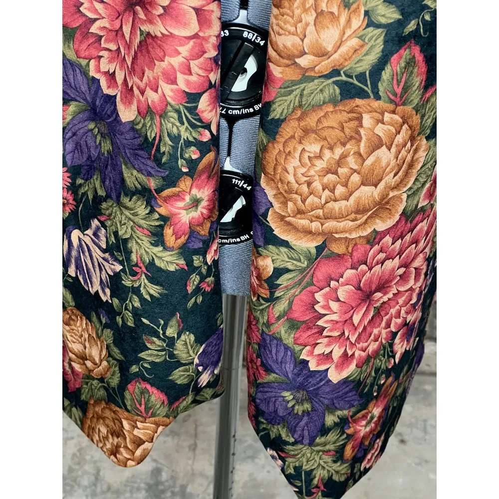 blazer floral boxy boyfriend mustard mauve purple 1980s Pink Size 14 - Image 5