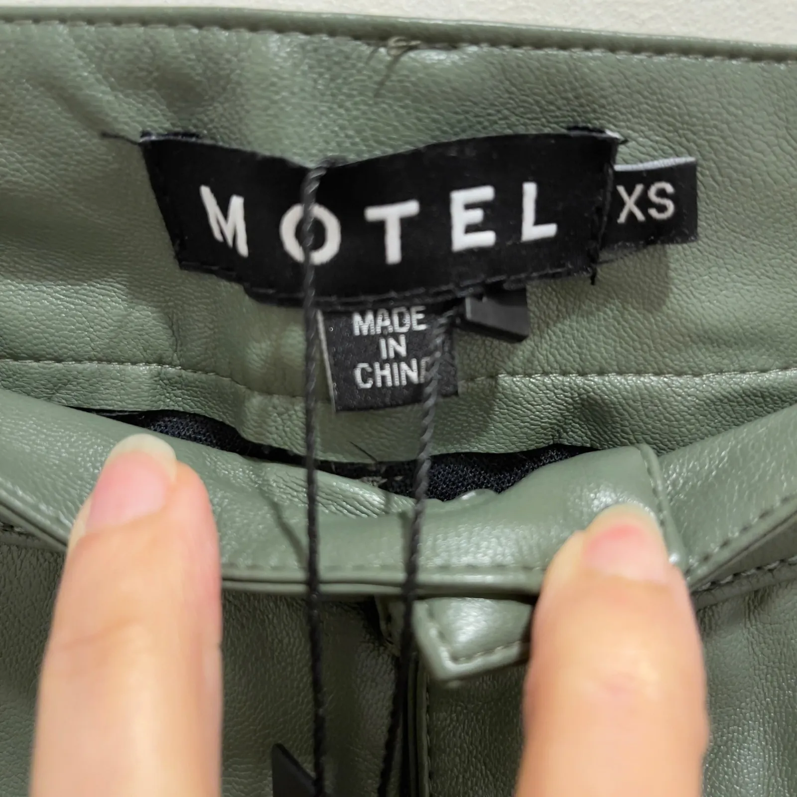 MOTEL Zoven Trouser Green Faux Leather Flare Pants Women's XS - Image 7