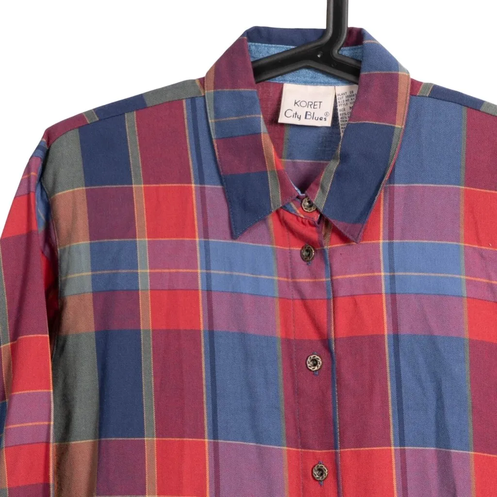 Koret City Blues Plaid Button Up Western Shirt M Womens Red Blue Purple Cotton Size M - Image 2