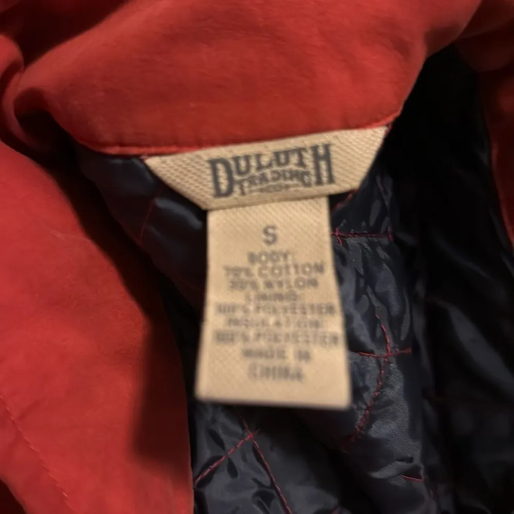 Duluth Trading Burnt Orange Cortland Quilted Jacket Size Small Fisherman Core Orange - Image 10