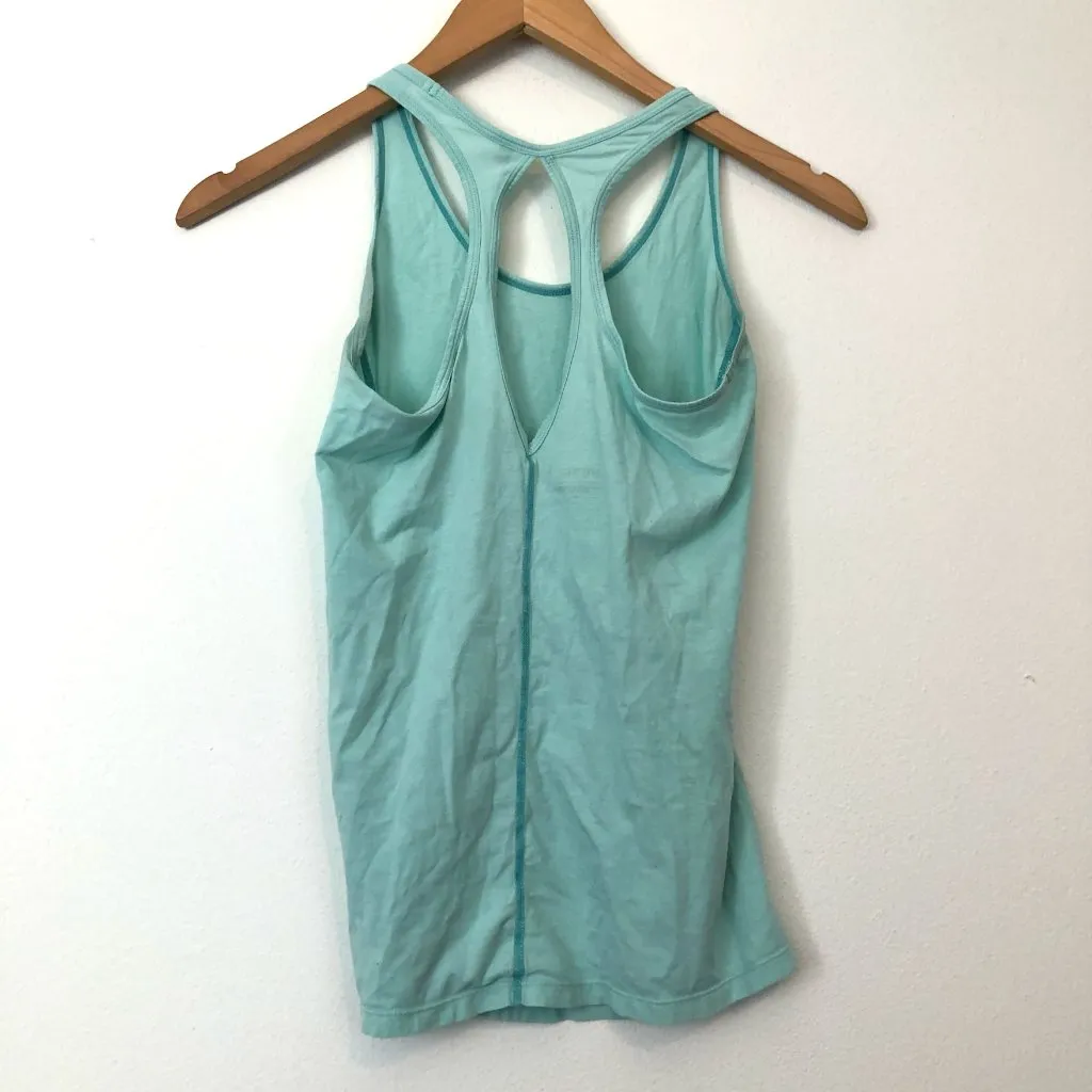 GYMSHARK Tempo Vest Pastel Aqua Blue ish Sleeveless Racerback Cutout Tank Top XS - Image 11
