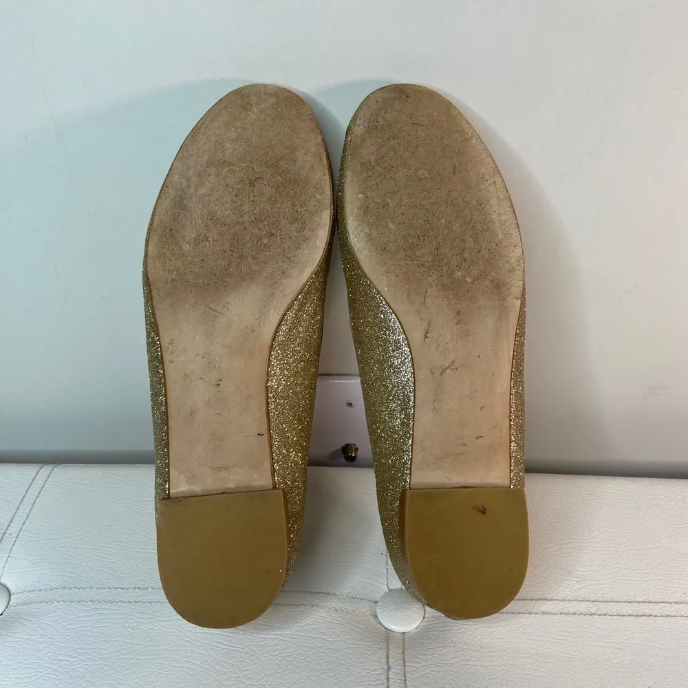 Stuart Weitzman Gold Sparkle Glitter Loafers Flats Size 9 Festive Holiday - Image 6