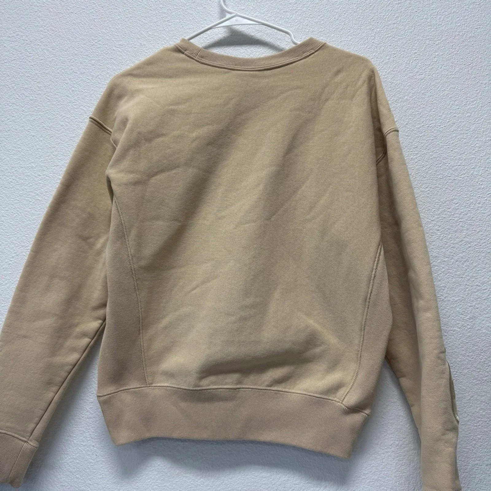 Champion Reverse Weave Sweatshirt Medium Crewneck Embroidered Logo‎ Beige Tan - Image 6