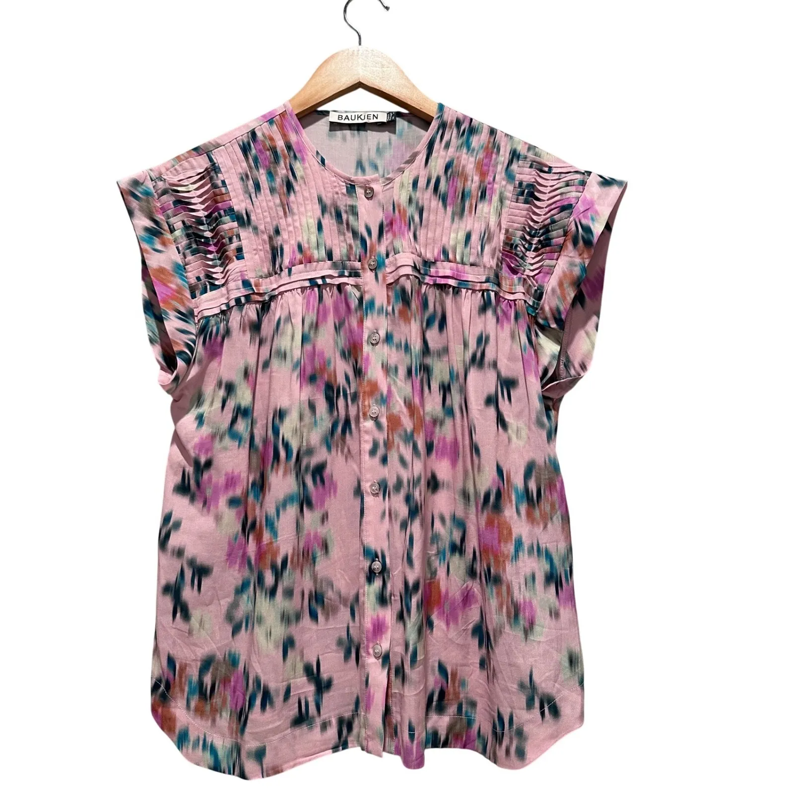Baukjen Pink Gia Floral Watercolor Short Sleeve Blouse Size US 4 - Image 2
