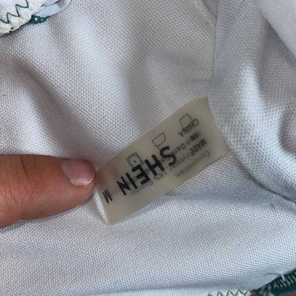 SHEIN green and white Floral Ruffled Bikini Set size medium high waisted - Image 9