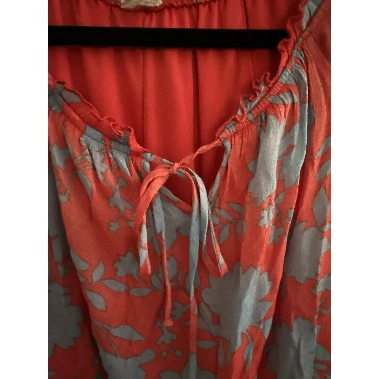 Naif Women Mini Sheer Shift Dress‎ Medium Floral Spring Cottagecore Comfort Blue - Image 3