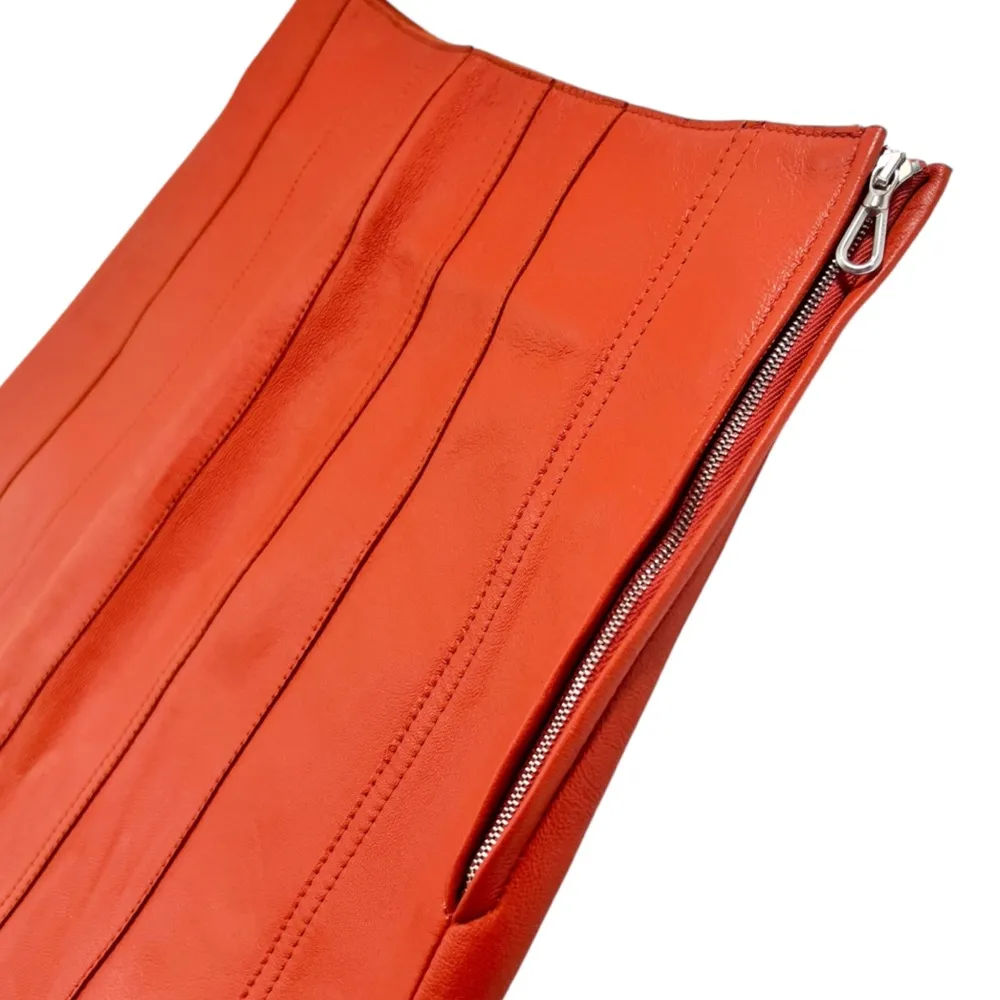 Sandro Aubin Seamed Leather Mini Skirt In Caramel - Image 6