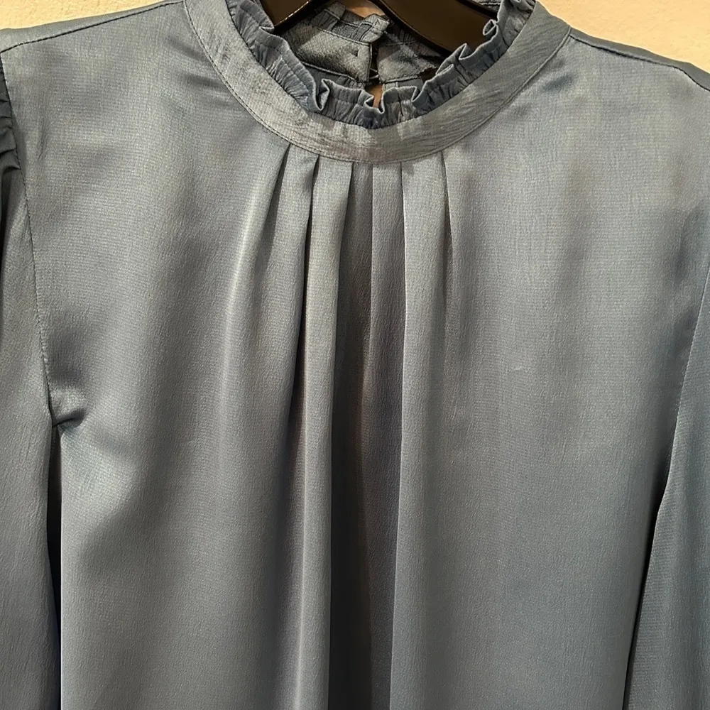 1.State Pewter Blue Long Sleeve Blouse - Image 4