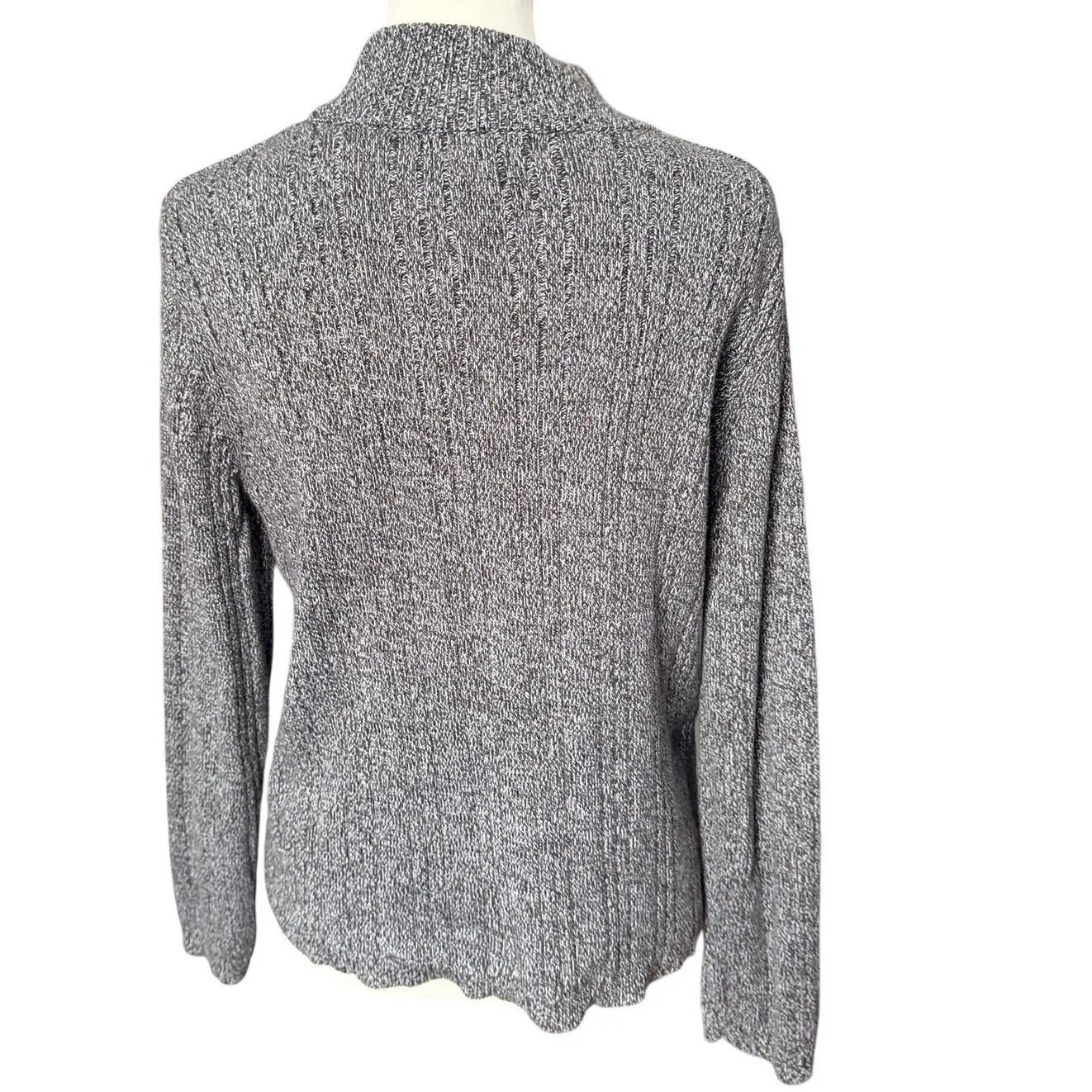 Hasting & Smith Mock Neck Sweater Black Gray White Size Large - Image 3