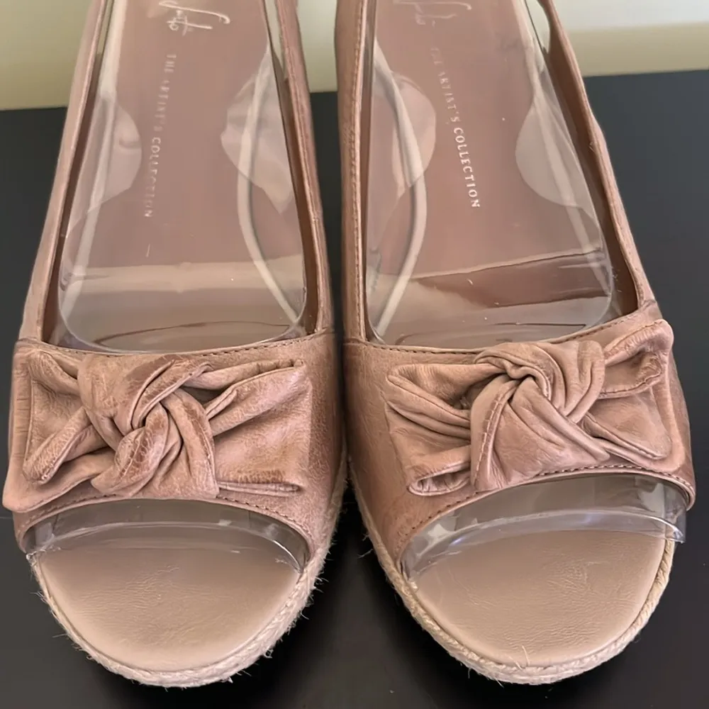 Franco Sarto Heels Womens Slingback Wedge Espadrille Bow Leather - Image 5