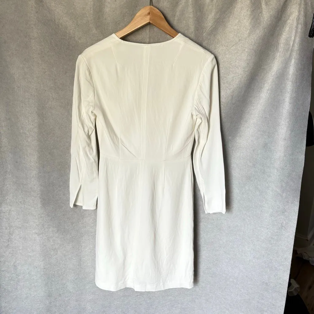 A.L.C. Front Zip Ivory Sheath Dress size 2 V-neck Minimalist Quiet Luxury - Image 2