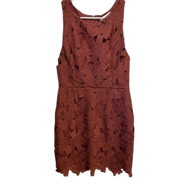 ASTR‎ The Label Lace Dress Sleeveless Floral Occasion Party Mini Dress Sz Med Red - Image 3