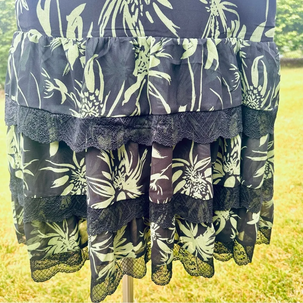 Mint Velvet Samira Print Frill Dress Green - Image 14