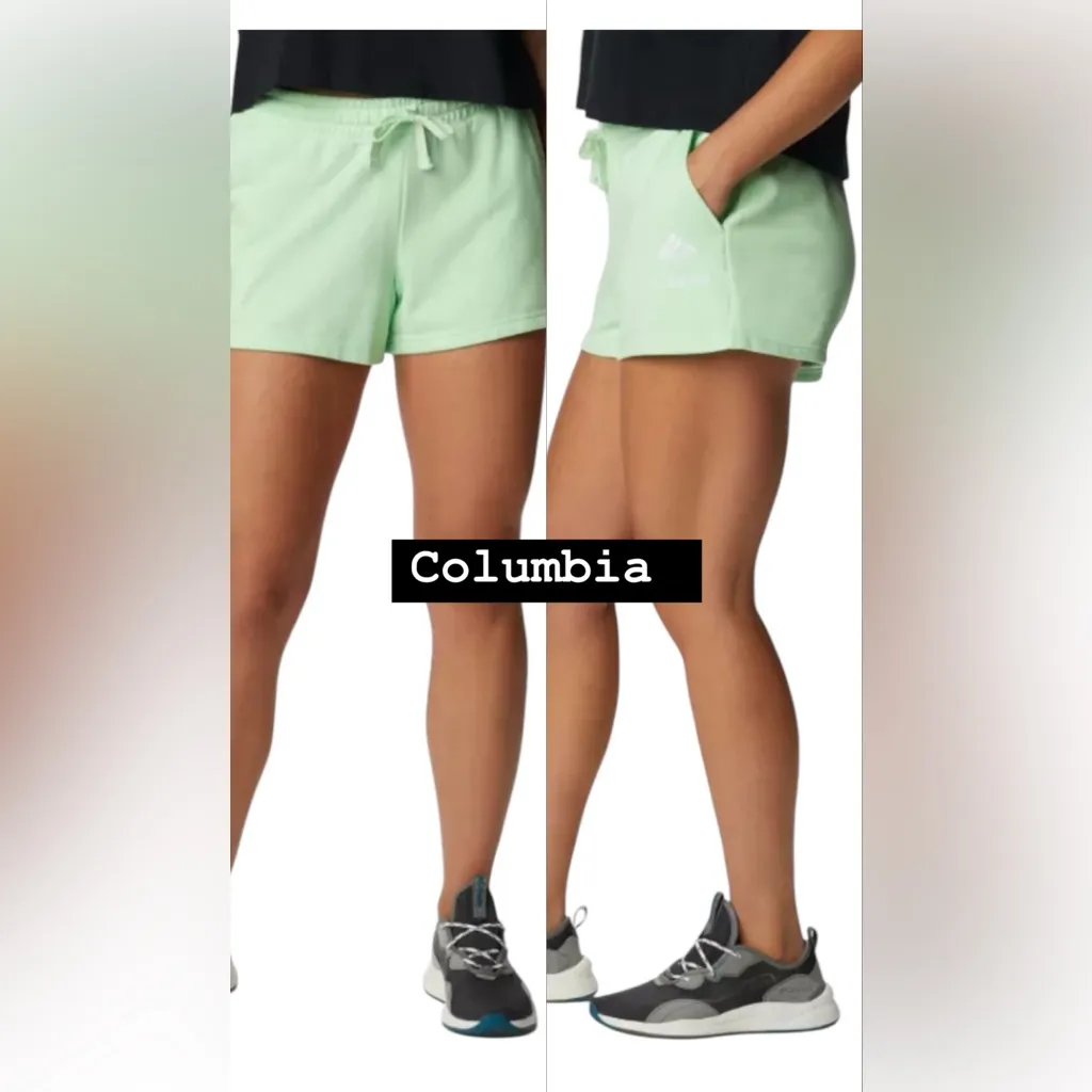 New Columbia Women's French Terry Shorts Side Pockets Green Medium 5” Inseam - Image 2