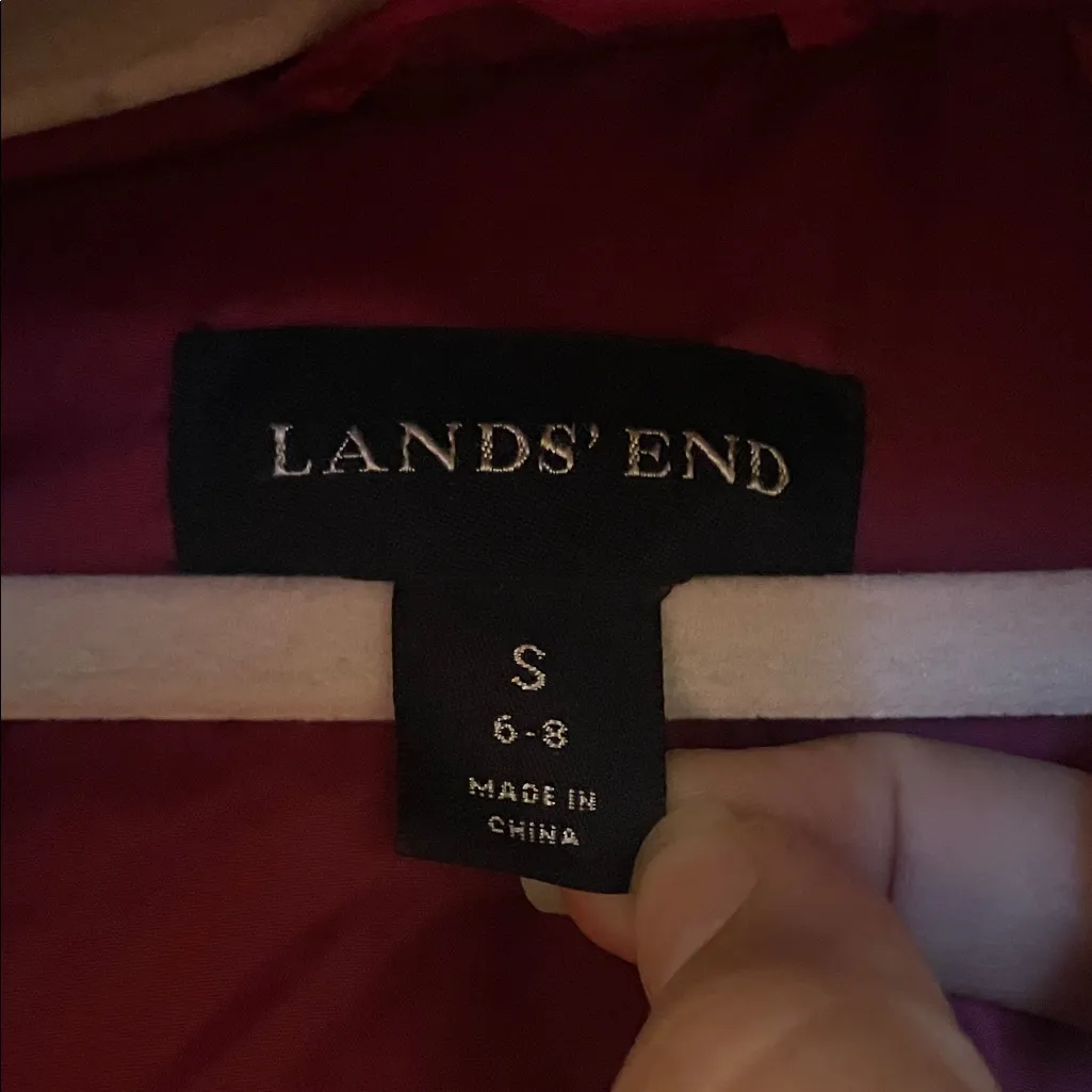 Lands' End Deep Red Hooded Jacket - Image 2
