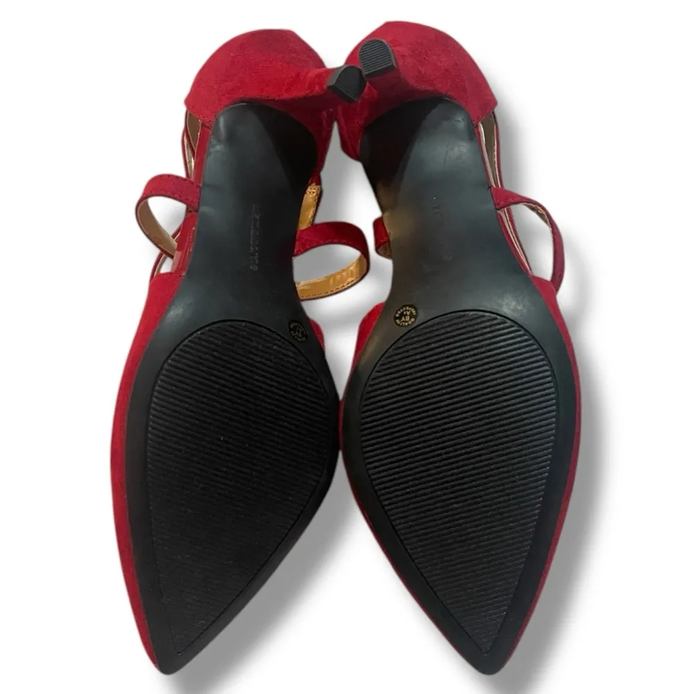 Liz Claiborne  Ruby Red Crisscross Kitten Stiletto 3” Heels Women’s Size 9.5M - Image 8