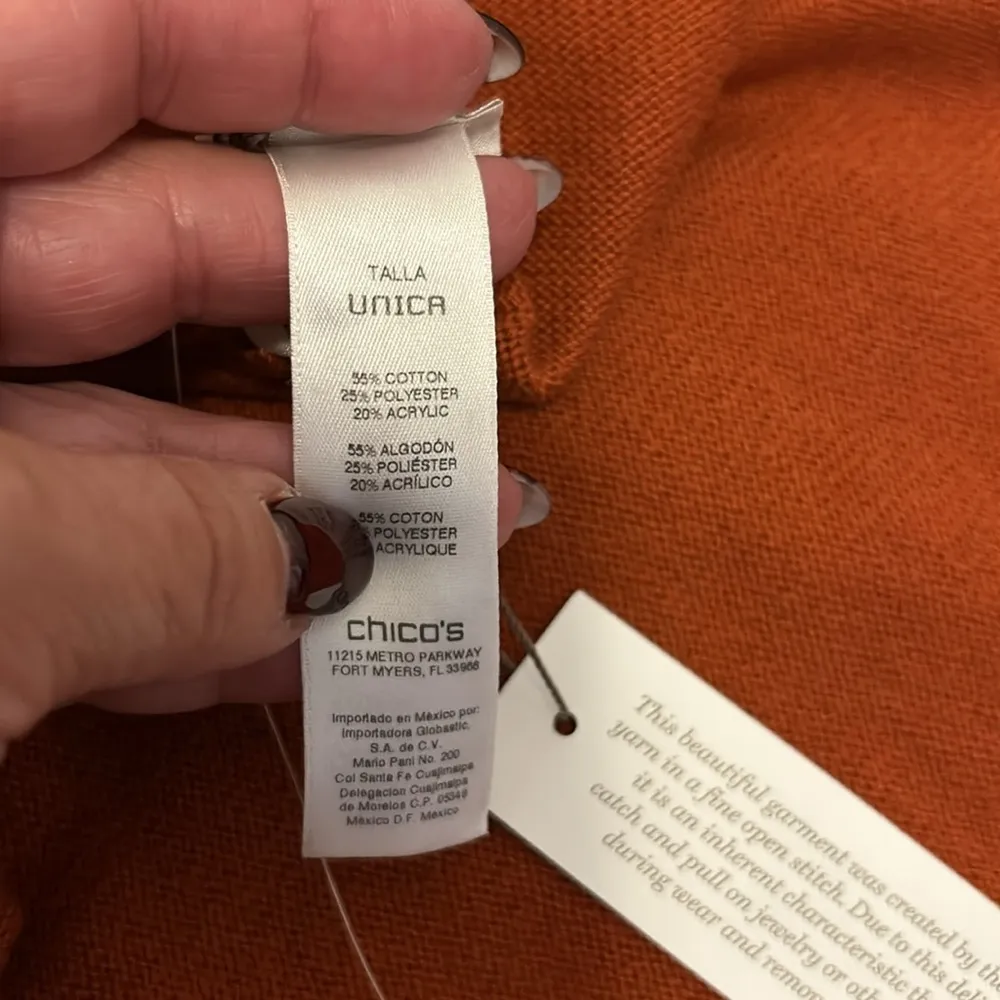 Chicos’s Joy Cowl Neck Poncho Russet Orange - Image 7