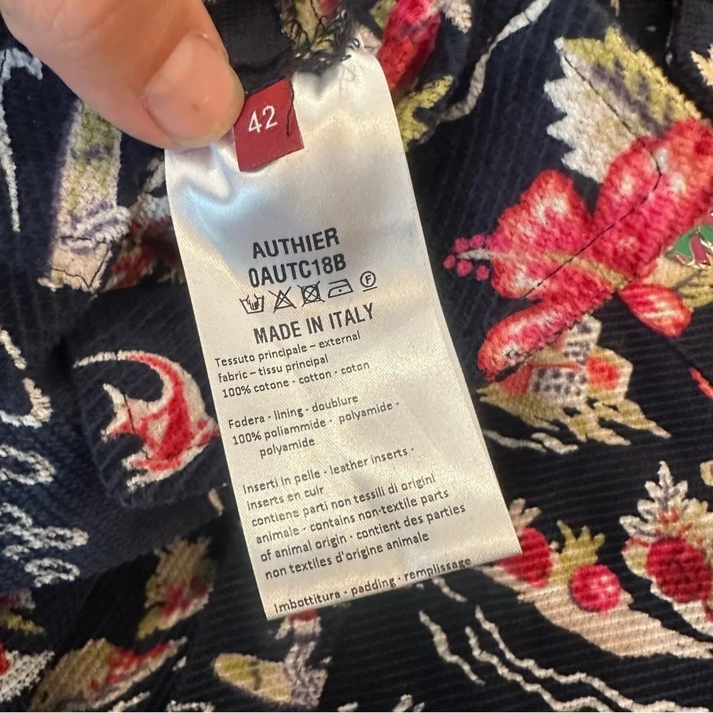 Authier Shirt Jacket Blue Tropical Aloha Hawaii Rare Shacket size 42/US 6 small - Image 7