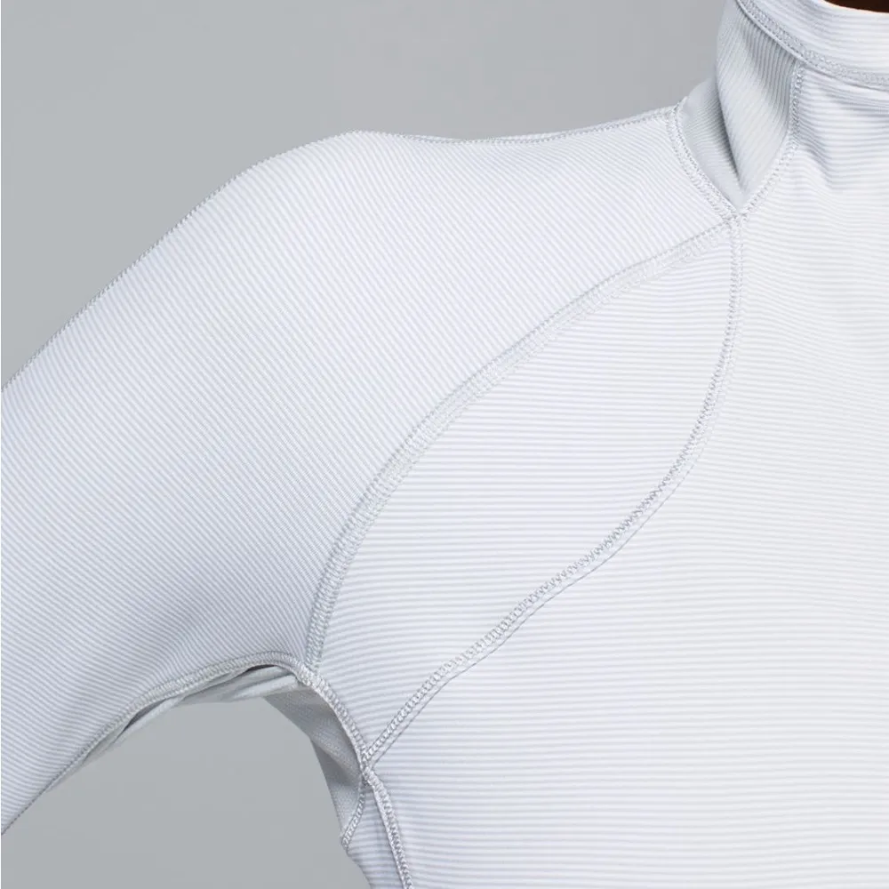 Lululemon Race With Grace 1/2 Zip IIWee Stripe White Silver Spoon / Silver Spoon - Image 10