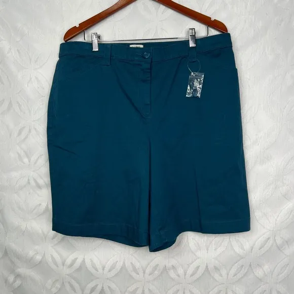 L.L Bean Original Fit Shorts Teal Bayside Stretch Wrinkle Free‎ Size 20 NWOT Blue - Image 3