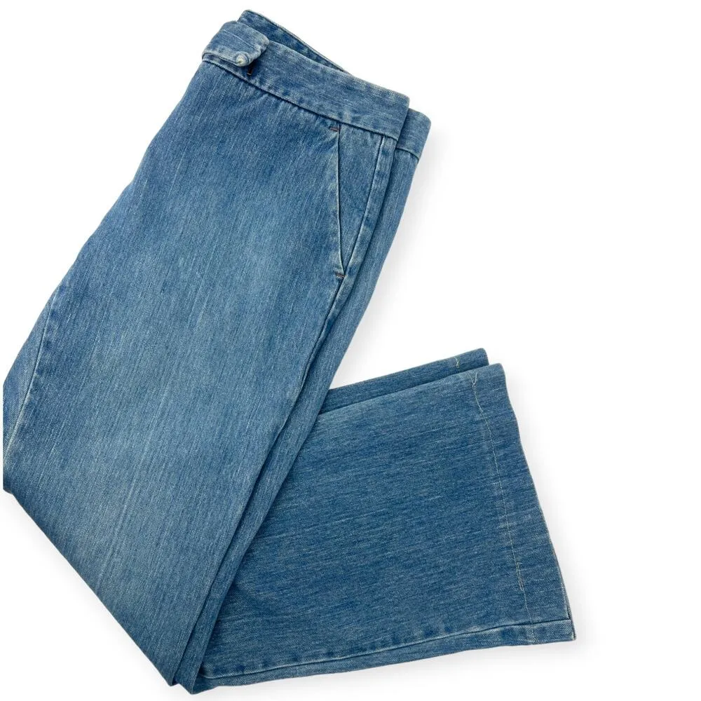 Theory 10 / 28 Wide Leg Cropped Denim Jean Trouser Pant 28" Inseam High Rise - Image 2