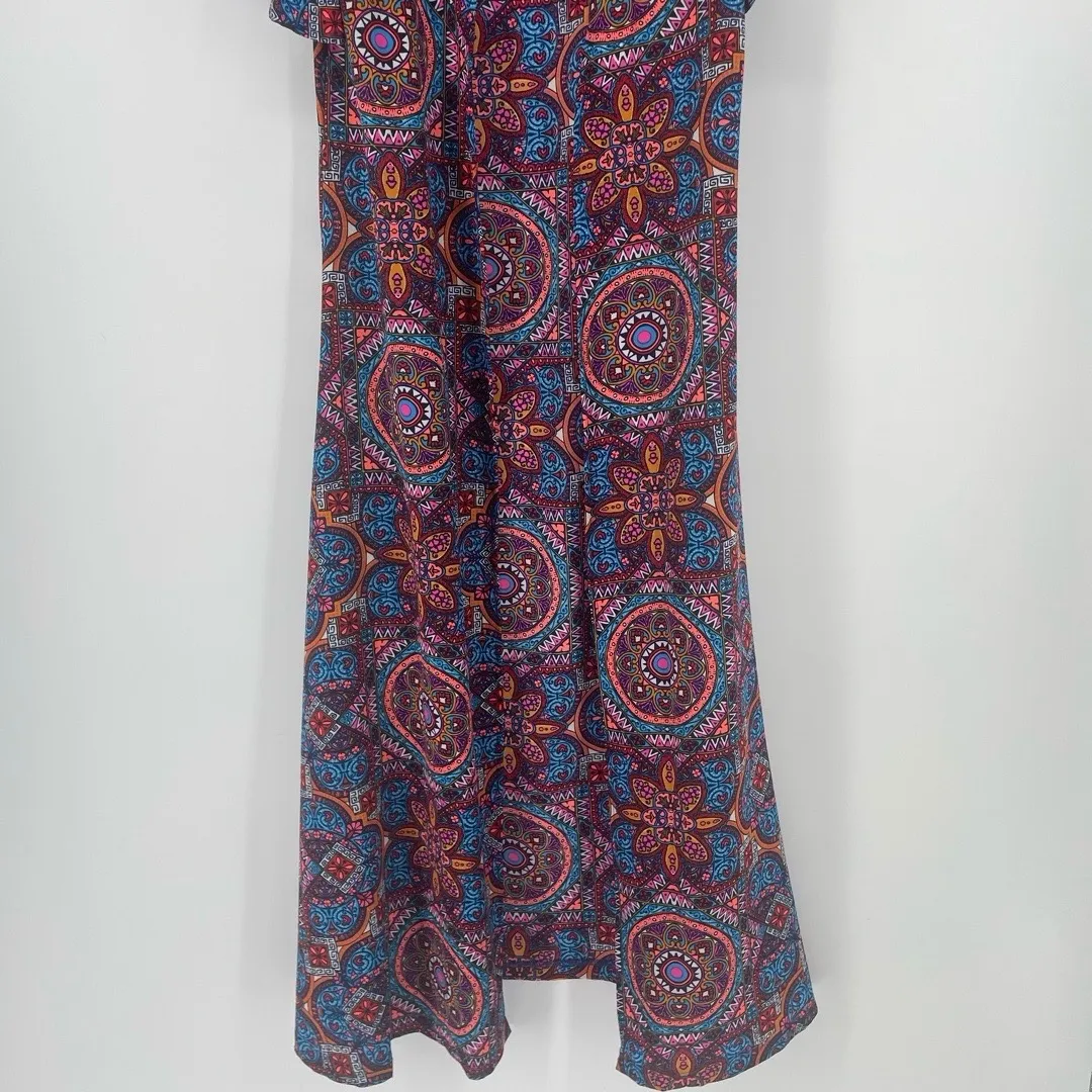 Judith March Colorful Print Open Duster Cardigan size S Festival Boho Retro - Image 3