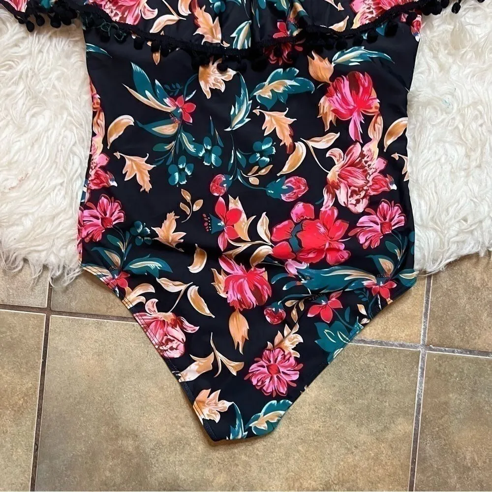 Women Off Shoulder Swimsuits High Waist Bathing Suits Ruffle L Pink Size L - Image 7