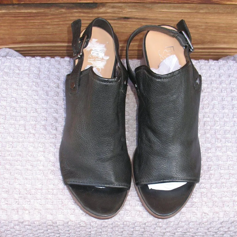 Franco Sarto Black Leather Block Heel Sandals - Image 4