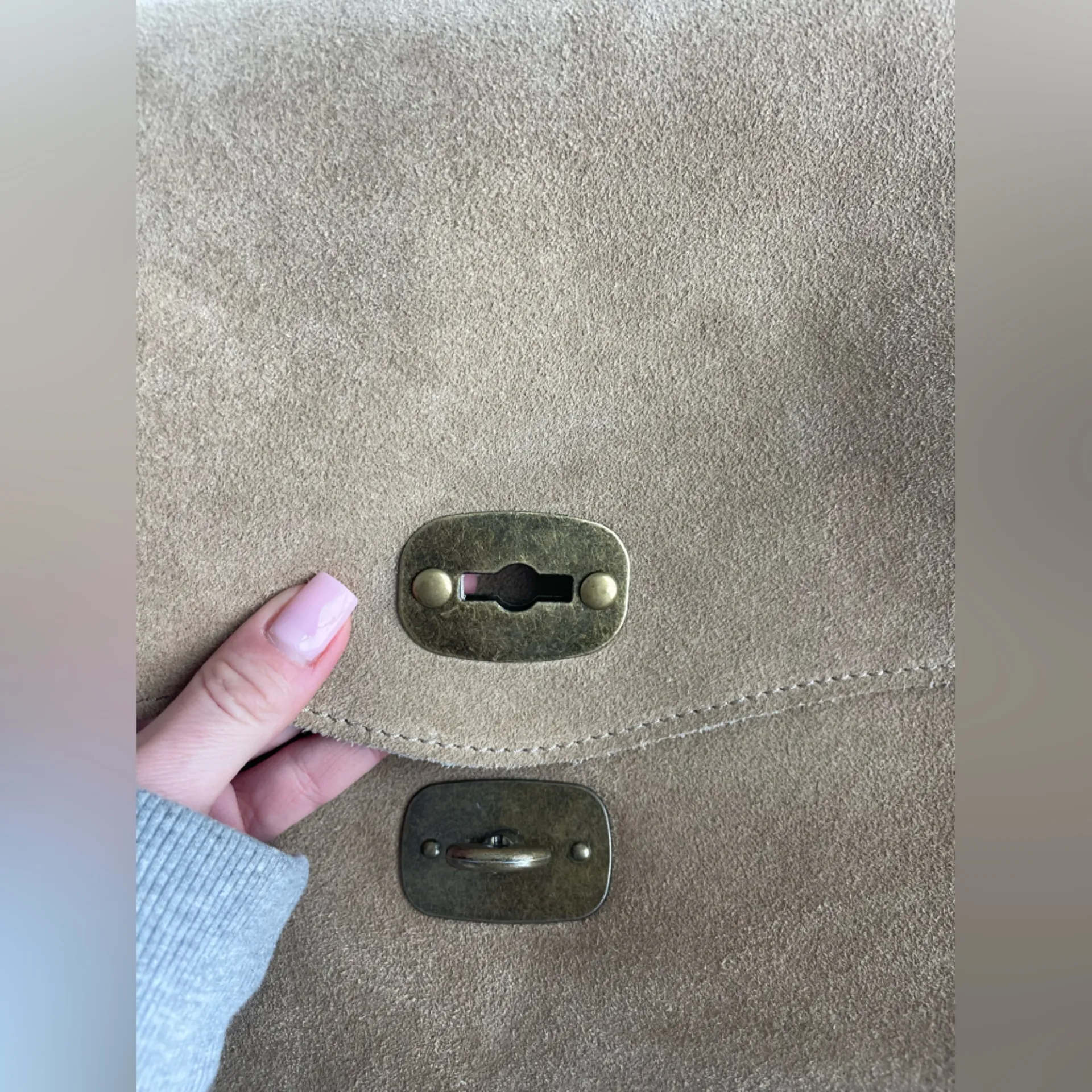 CUIR VERITABLE GENUINE SUEDE SHOULDER BAG Tan - Image 11