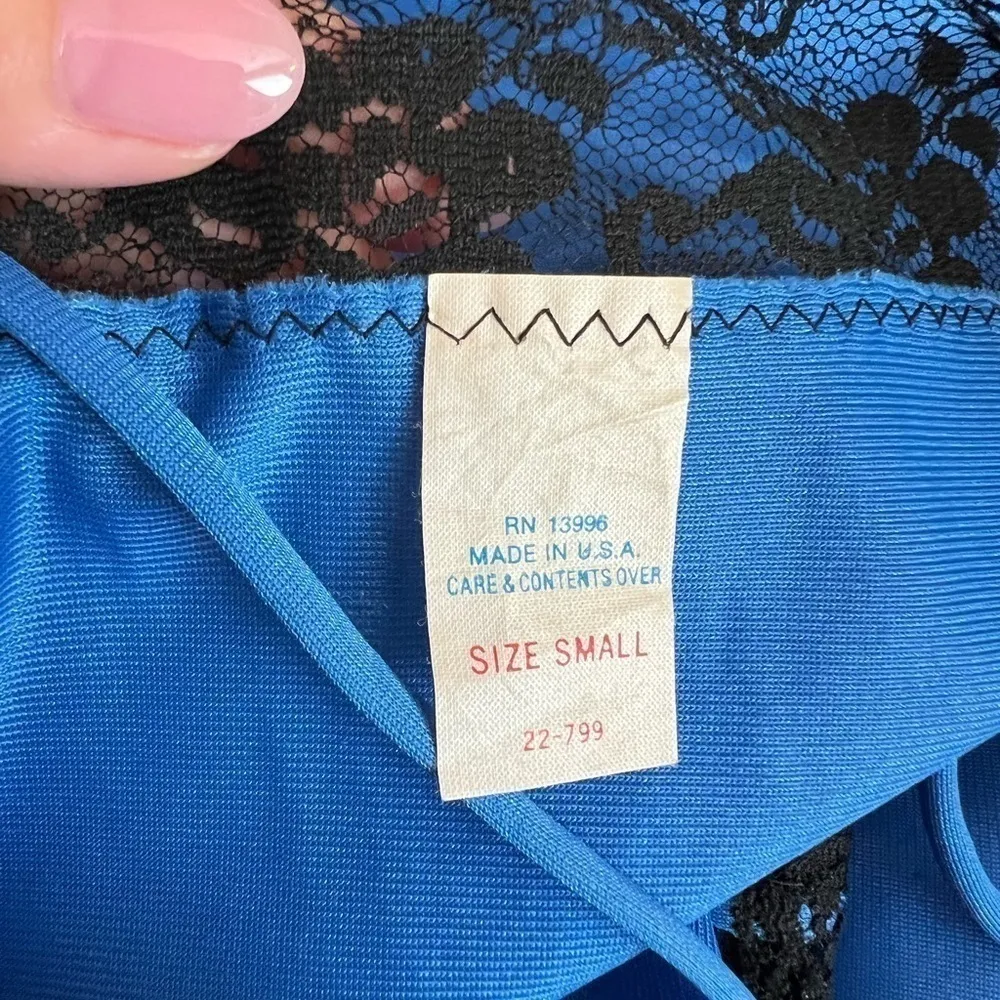 Vintage Nylon slip cami dress with spaghetti straps and contrast lace accent, S Black - Image 3