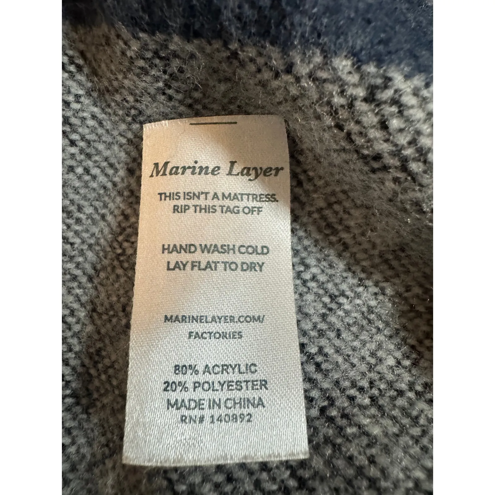 Marine Layer Luna Reversible Poncho – Blue & Cream Stripe | One Size | NWT - Image 7