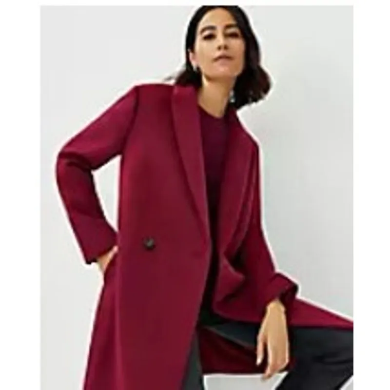 NWT Ann Taylor Wool Blend Double Breasted Red Coat Size S - Image 3