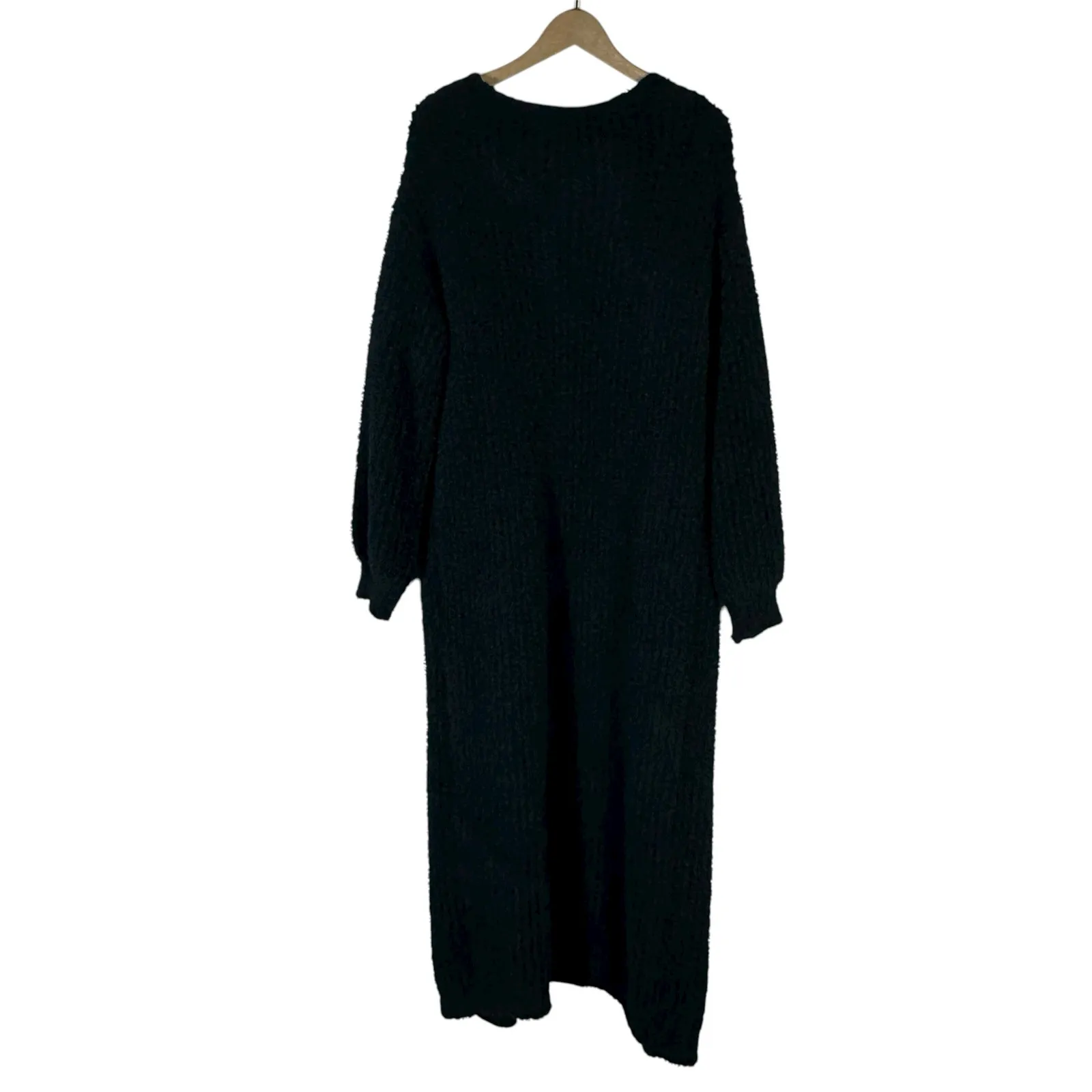 NWT Hers & Mine Duster Cardigan Womens S Black Open Front Chore Pockets Longline - Image 5