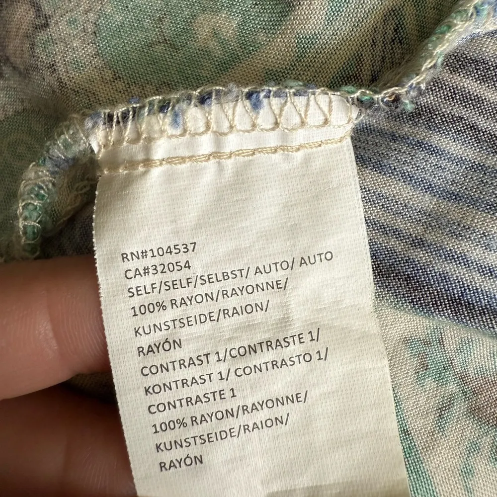 Anthropologie TINY Small Caviana Shirt Dress Green Boho Mixed Print Drop Waist - Image 6