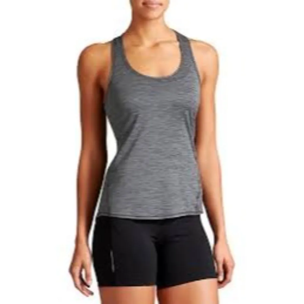 Athleta Women's XS Gray Chi Tank Top Heathered Racerback Loose Fit Yoga‎ Relaxed - Image 2