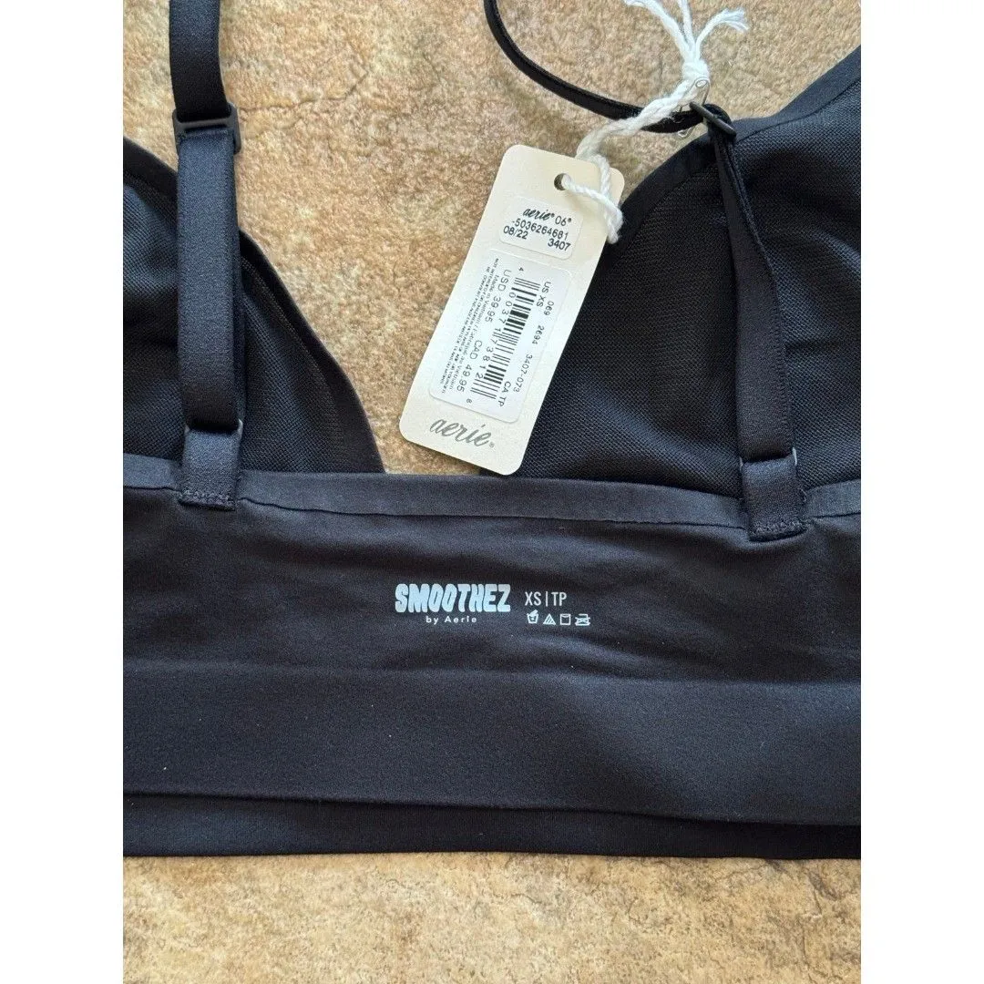 Aerie SMOOTHEZ Mesh Bralette True Black Size Small - Image 7