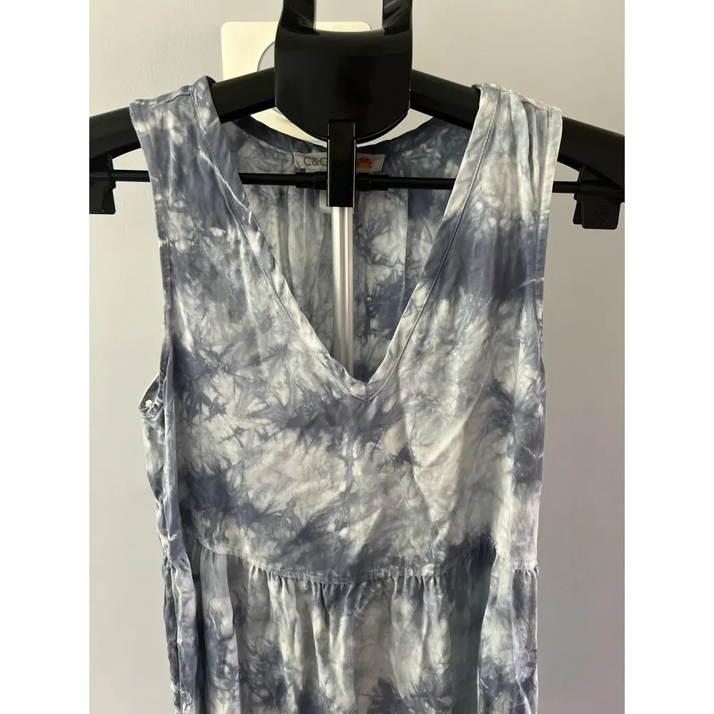 C & C California Women's Tie Dye Lyocell V Neck Pullover A line dress size small - Image 2