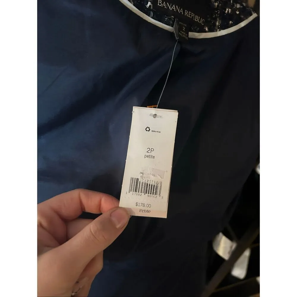 White House black market tweed blazer, blue black and white color size 2P NWT - Image 5