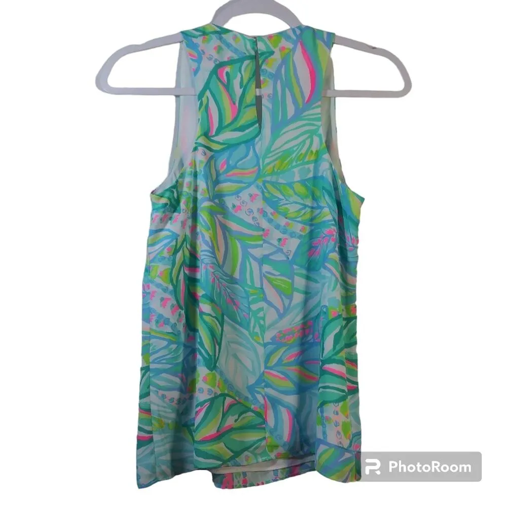 Lily Pulitzer Lyle Sleeveless Tank Blouse Bright Vacation Resort Size XS - Image 3
